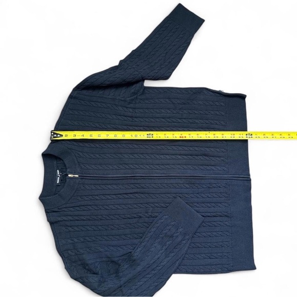 Nautica Navy Cable-Knit Zip Front Sweater - Picture 4 of 8